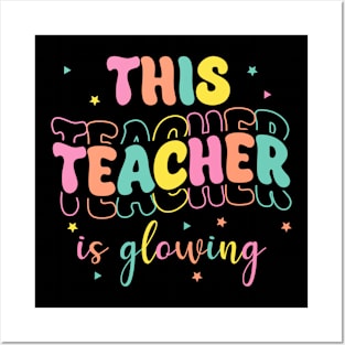 This Teacher Is Glowing Hello Summer A Funny End Of School Gift For Boy Girl Kids Posters and Art